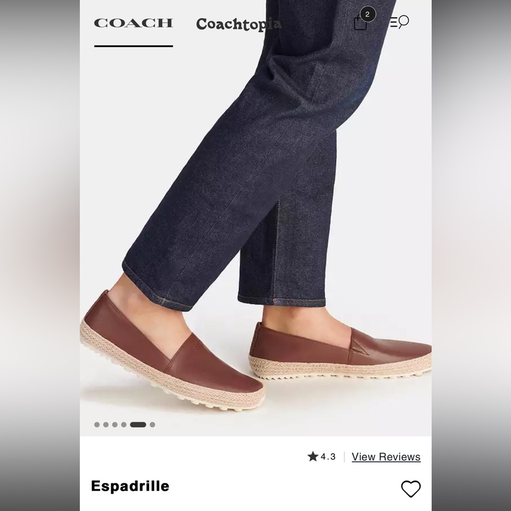 Coach Espadrilles Saddle Brown Leather size 8.5D NWT